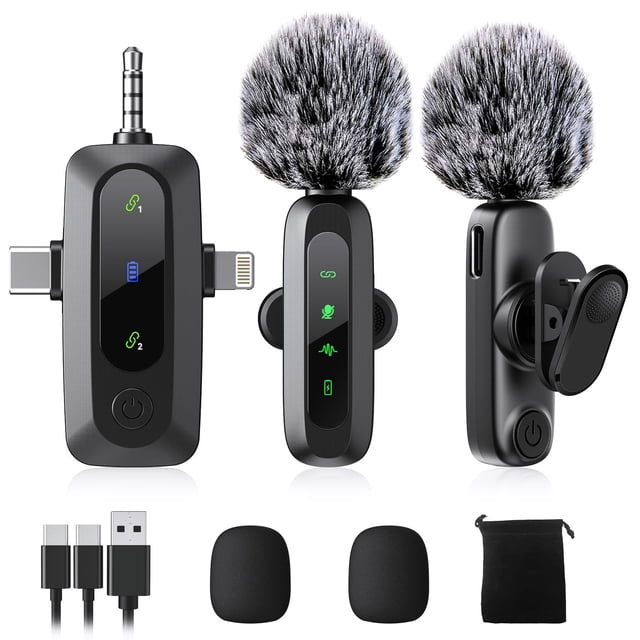 Micrófonos Lavalier inalámbricos BILIWAL 3 en 1 para iPhone/Android