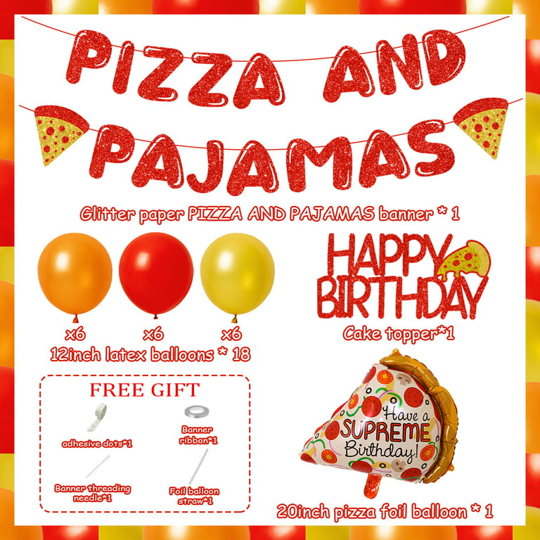  Pizza And Pajamas Birthday Party Decorations, Pizza