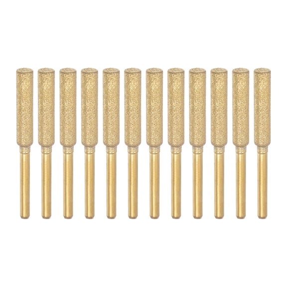 Uxcell 12 pack Diamond Coated Chainsaw Sharpener Bits 3/16" Cylinder Head, Titanium Plated Electric Chain Saw Grinder
