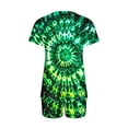 thumbnail image 3 of 2 Piece Pajamas Sets for Women Summer Tie-dye Outfits Short Sleeve Pleated V Neck Top and Shorts Set lounge Homewear (M, Green 02), 3 of 5