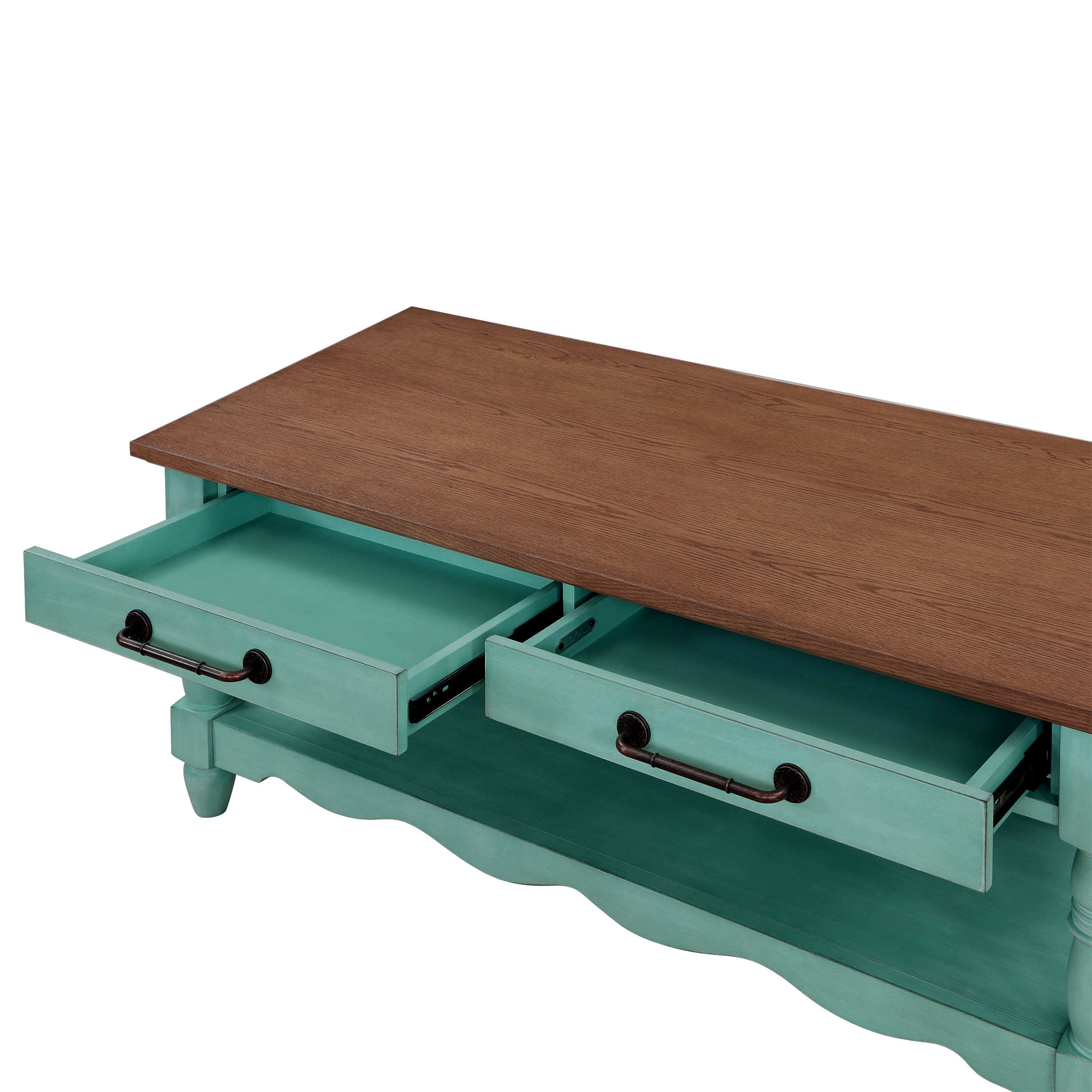 The Pioneer Woman Helen Coffee Table Made With Solid Wood Frame, Teal