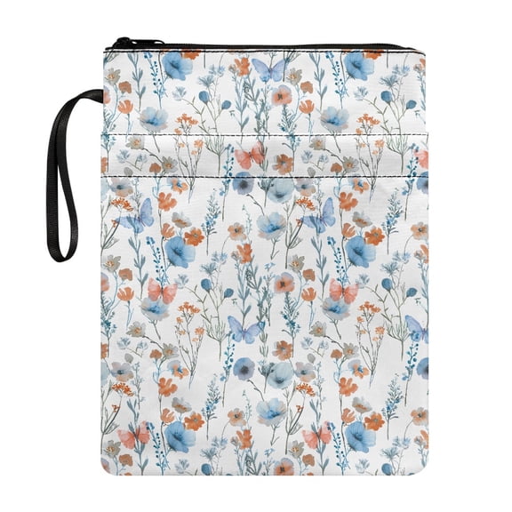 HELLHERO Book Protector, 11.42 x 8.66 Inch with Waterproof for Vintage Zipper Pouch, Book Carrying Case Book Club Gifts for Reading Lovers Reader Fater Butterfly Floral