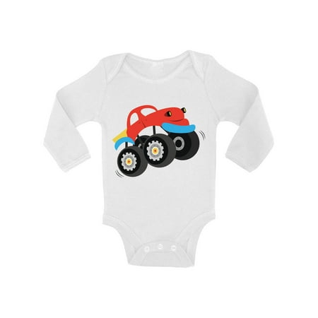 

Baby T Shirts For 18M - Baby 6 - 12 - 18 Months - Funny Truck Long Sleeve Bodysuit