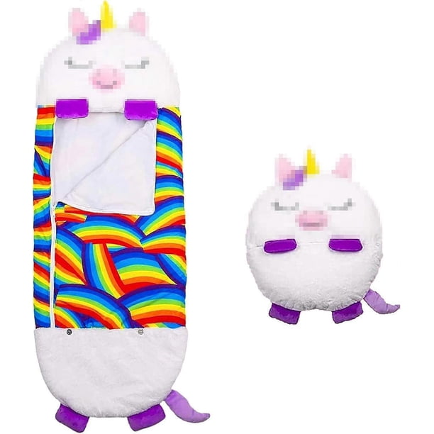 2 in 1 Sleeping Bag for Kids, Sleeping Bag for Camping, Animal Sleeping Bag with Cushion, Gift for Boys and Girls 160 x 60 cm