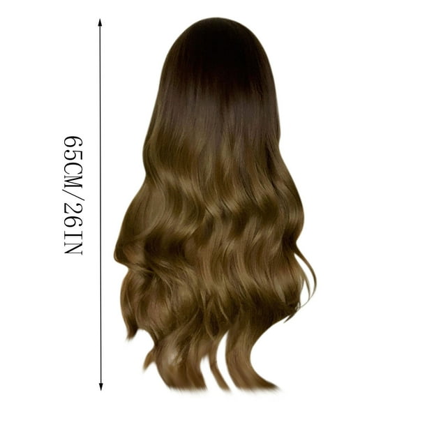 WREESH Eight Character Bangs Long Curly Hair Brown Wig Female