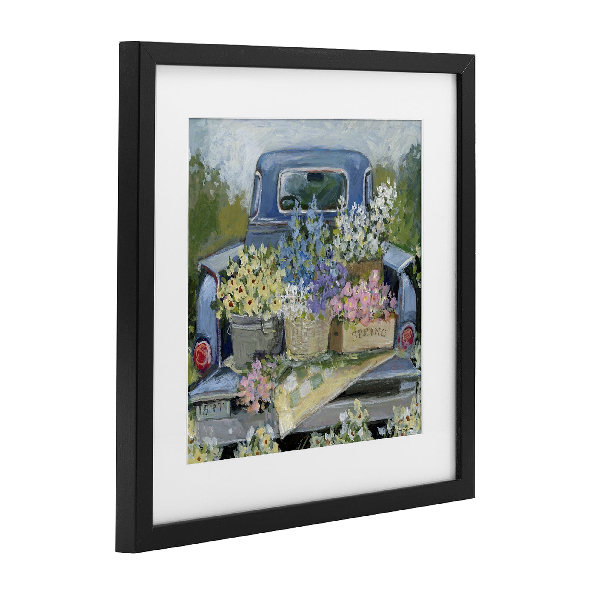 Stupell Industries Truck Bed with Flowers Black Framed Print Under Glass, design by Susan Winget