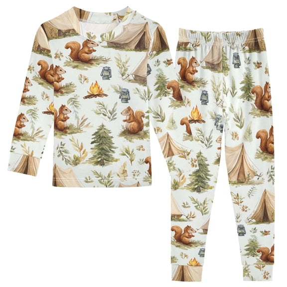 Pajama Squirrel Camping Cute Comfortable Cotton Two-piece Pajama Set