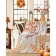 thumbnail image 2 of Fall Flannel Blanket for Bed,Travel and Camping, Thanksgiving Plants Leaf Gradient Word Super Soft Cozy Blanket for All Seasons 50"x60", 2 of 6