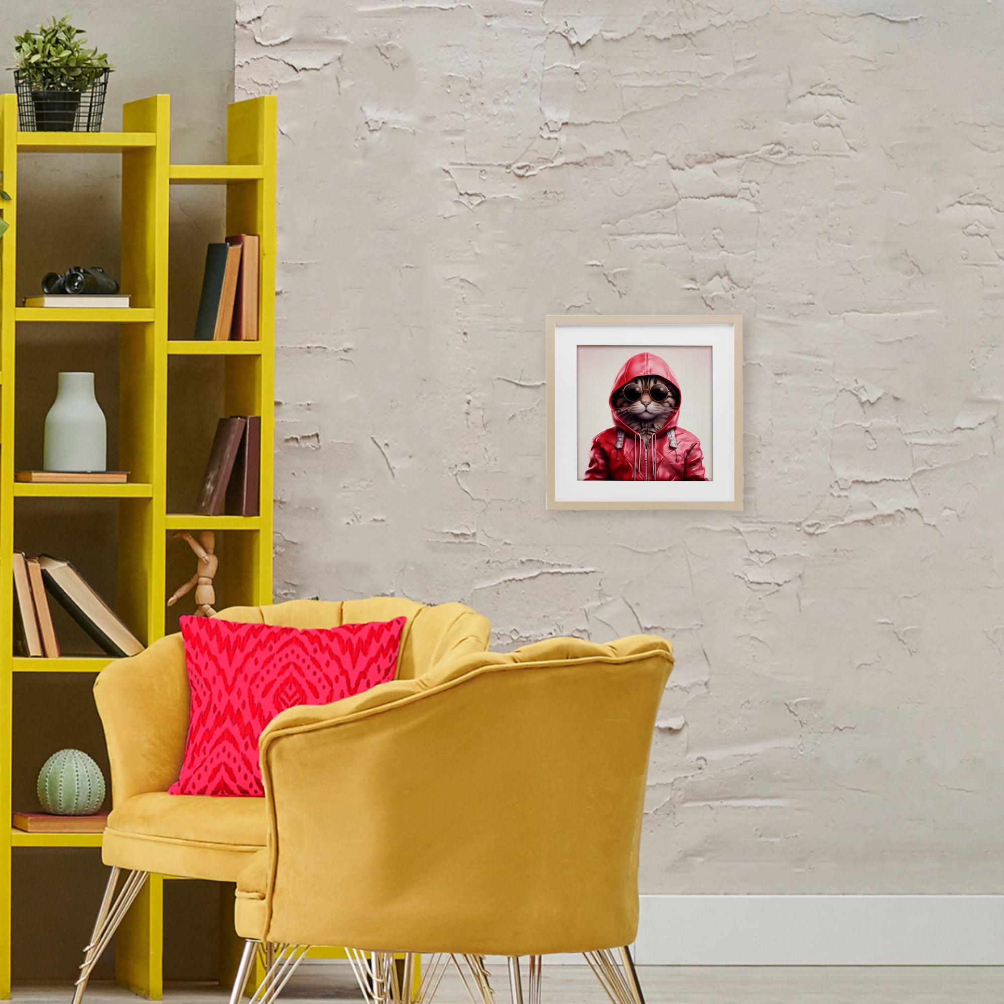 Stupell Industries Hipster Cat in Stylish Jacket Birch Framed Print Under Glass, design by Roozbeh