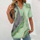thumbnail image 2 of Tops Cortos para las Mujeres Blusas Impresas Manga Corta Turndown Collar Camiseta, Tops de Blusa para las Mujeres Casual, 2 of 5