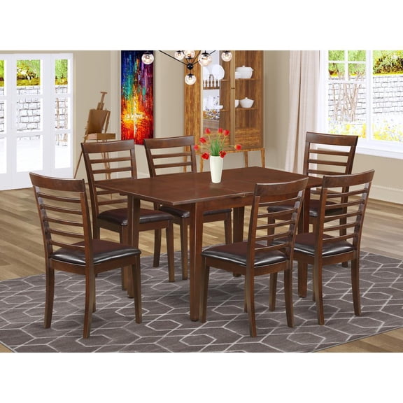 East West Furniture 7  Pc  small  Table  set  -  Kitchen  Table  with  Leaf  and  6  Kitchen  Dining  Chairs