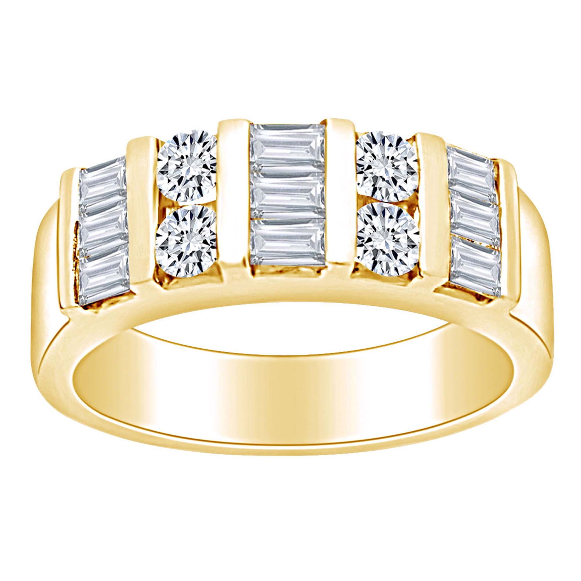 Details about   2 CT Round Cut Diamond Engagement Wedding Ring 14k Solid Yellow Gold Channel Set 