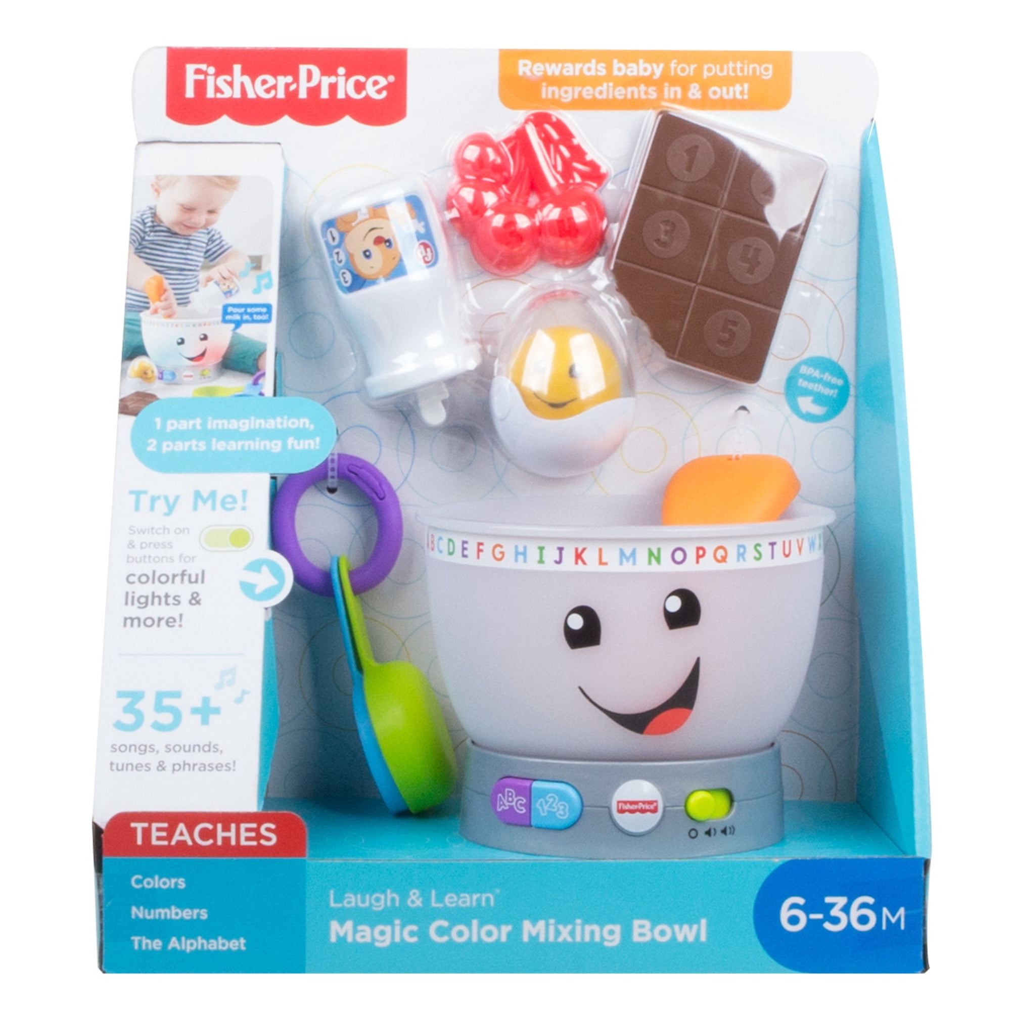 Fisher-Price Laugh & Learn Magic Color Mixing Bowl Infant & Toddler Learning Toy, 7 Pieces