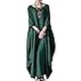 thumbnail image 3 of Celmia Robe Longue Maxi Ample en Coton à Manches 3/4 et Col Rond pour Femmes avec Poches Latérales Vert L, 3 of 4
