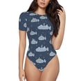 thumbnail image 1 of Fotbe Submarine With Periscope Body de Mujer con Cuello Redondo y Mangas Cortas, Sin Mangas Ajustado, Suave, Cómodo y Básico-Small, 1 of 7