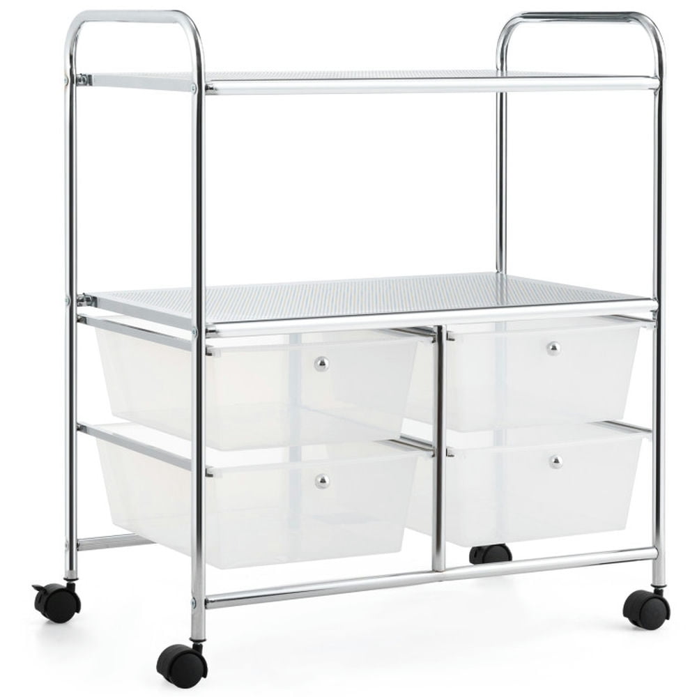 Demi Bonn 4 Drawers Shelves Rolling Storage Cart Rack with 4 Universal Casters, Transparent