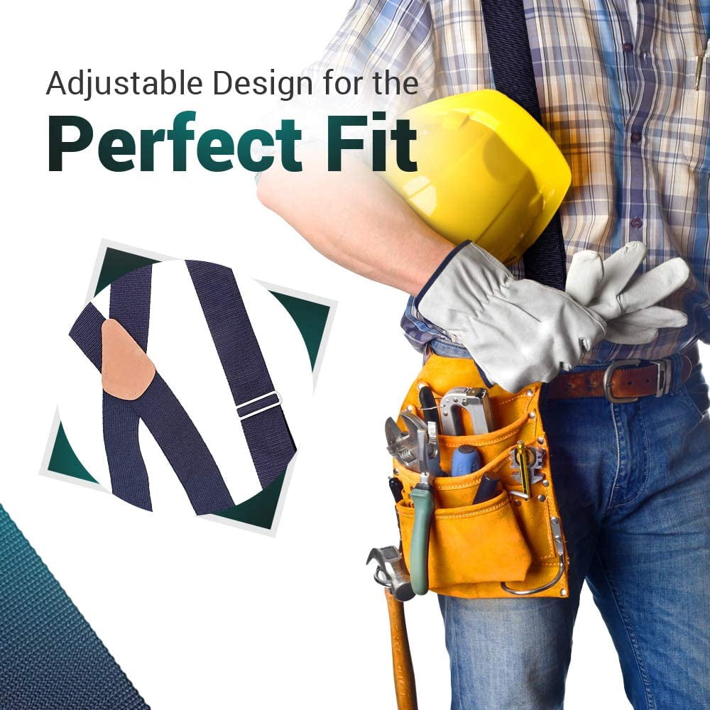 Hold’em Heavy Duty Work Suspenders - 2" Wide Adjustable for Adult Mens - Red