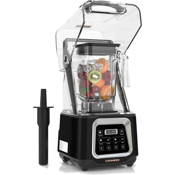 Commercial Smoothie Blender, 2200W High-Power Smart Blender with 4 Pre-Programmed Cycles, Professional Blenders with Removable Shield, 52oz Jar, Upgraded Blade