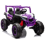 NEILA 24V Kids UTV Ride on Car 2 Seater 4 Wheeler Off-road Quad Purple