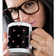 thumbnail image 2 of 3drose, Rose Polka Dots, Small Pink Rose Blossoms Make Up a Colorful Pink Pattern Against Black Background, 15oz Two-tone Black Mug, 2 of 6