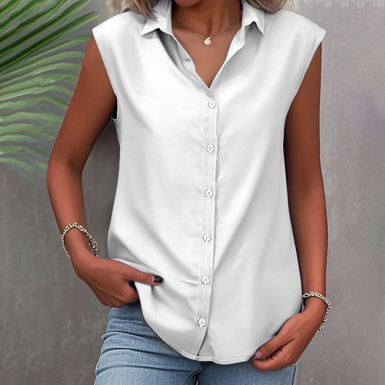 Blouse Femme Sans Manches Blanche à Boutons - Taille L, Marque Gracie - Neuf Sans étiquettes