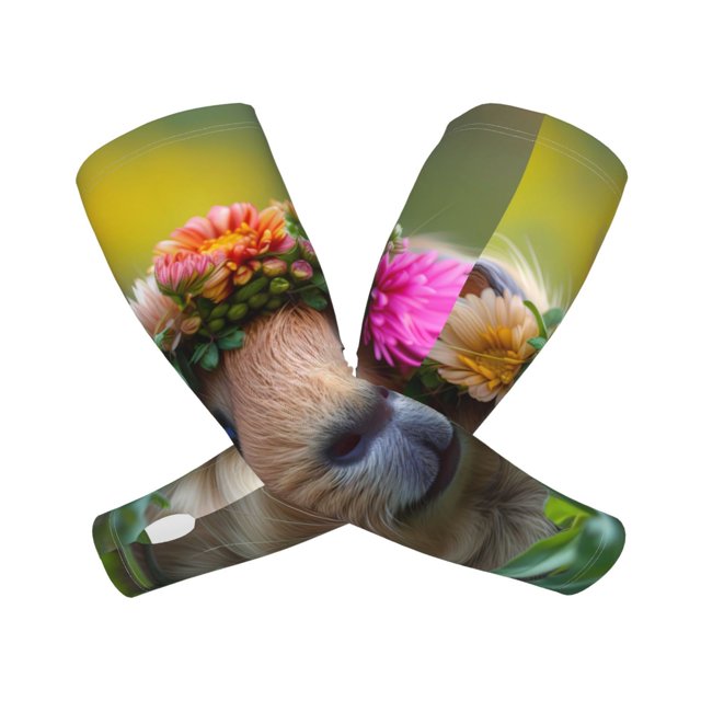 Fotbe Flower Crown Guinea Pig Mangas para Brazos con Protección Solar UV- Cubrebrazos para Tatuajes – Mangas Deportivas Refrigerantes UPF 50 para Hombre y Mujer