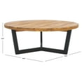 thumbnail image 3 of SAFAVIEH Leo Outdoor Patio 3 Leg Round Coffee Table, Natural/Black, 3 of 10