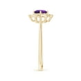 thumbnail image 3 of ANGARA Natural Round Amethyst Cocktail Ring with Floral Diamond Halo in 14K Yellow Gold for Women (Size-5mm) | February Birthstone, Anniversary, Jewelry Gift for Women | Natural Amethyst Ring, 3 of 10