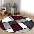 thumbnail image 5 of World Rug Gallery Contemporary Modern Boxed Color Block Red 6'6" Round Rug, 5 of 7