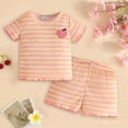 thumbnail image 2 of 3-6 Months Newborn Toddler Girl Outfits Short Sleeves T Shirt Tee Tops + Shorts Cute Outfits Set for 0 6 12 18 24 M 1t 2t 3t 4t 5t 6t Pajamas & Dailywear Set Girls Pink Tracksuit, 2 of 5