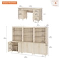 thumbnail image 2 of WAMPAT Home Office Furniture Set, 58" Executive Desk with Charging Station and Cabinet, 3-Column 71" Tall Bookcase with Doors and Adjustable Shelves for Living Room,Natural Oak, 2 of 10