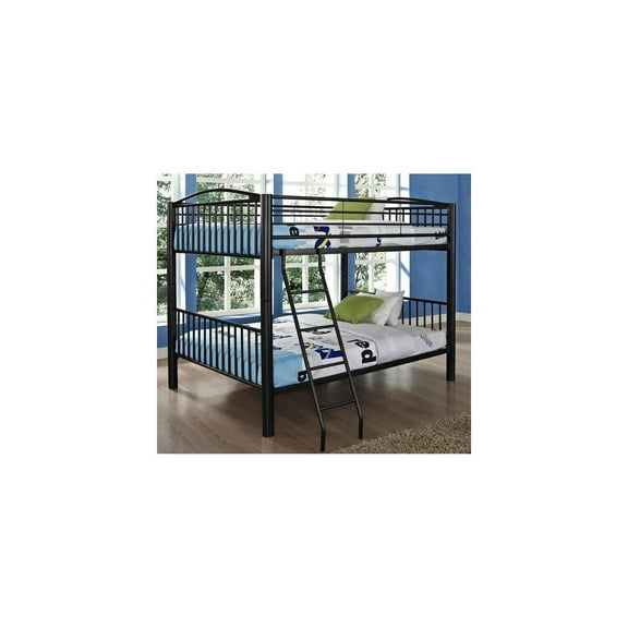 Victorian Bunk Bed - Full Over Full Metal Frame - Black Finish - Space Saving Design