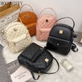 thumbnail image 2 of Mochila pequeña de cuero PU Para Mujer, bolso de hombro con rejillas de diamantes, negro, con cinturón, verano, 2022 Fivean unisex, 2 of 2