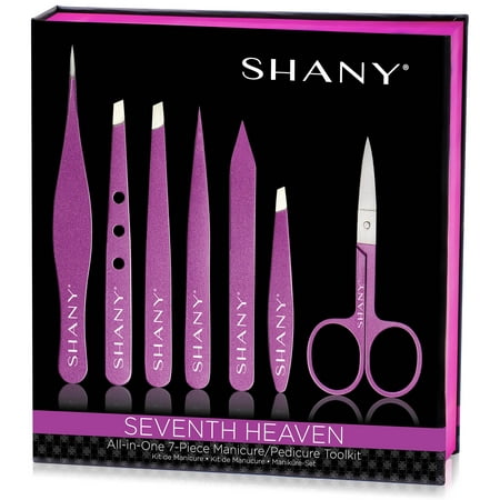 - SHANY Seventh Heaven Professional Manicure, Pedicure and Tweezer Set - All-in-One 7-Piece Portable Nail Grooming Tool Kit - PURPLE