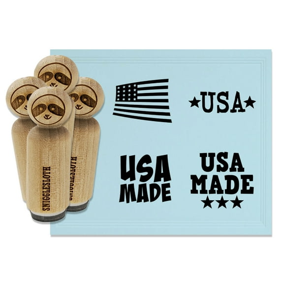 USA Made in United States American Flag Rubber Stamp Set for Scrapbooking Crafting Stamping - Mini 1/2 Inch