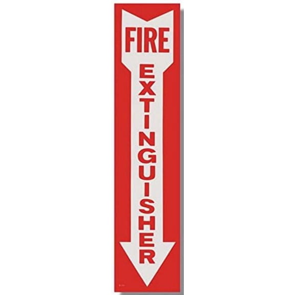 Self-Adhesive Vinyl"FIRE Extinguisher" Arrow Sign - 4" x 18" (BL109) (5 Pack of Signs)