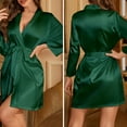 thumbnail image 4 of Women's Long Sleeve French Elegant Silk Satin Robe Pajama Set Loungewear All Seasons, 4 of 4