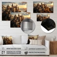 thumbnail image 4 of Designart "Glow Warm Castles Golden art painting" Architecture Metal Art Living Room, 4 of 5
