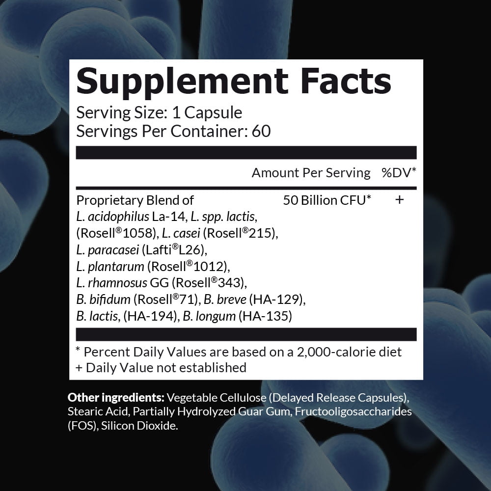 Intelligent Labs 50 Billion CFU Probiotic with Prebiotics For Men & Women | Digestive & Immune Support | Delayed Release Capsules | Shelf Stable | 60 Capsules (60-Day Supply)