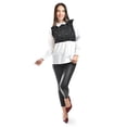 thumbnail image 2 of Blusa con chaleco de perlas Roman Fashion /Juvenil, 5102 (Blanco / Negro) negro M, 2 of 5