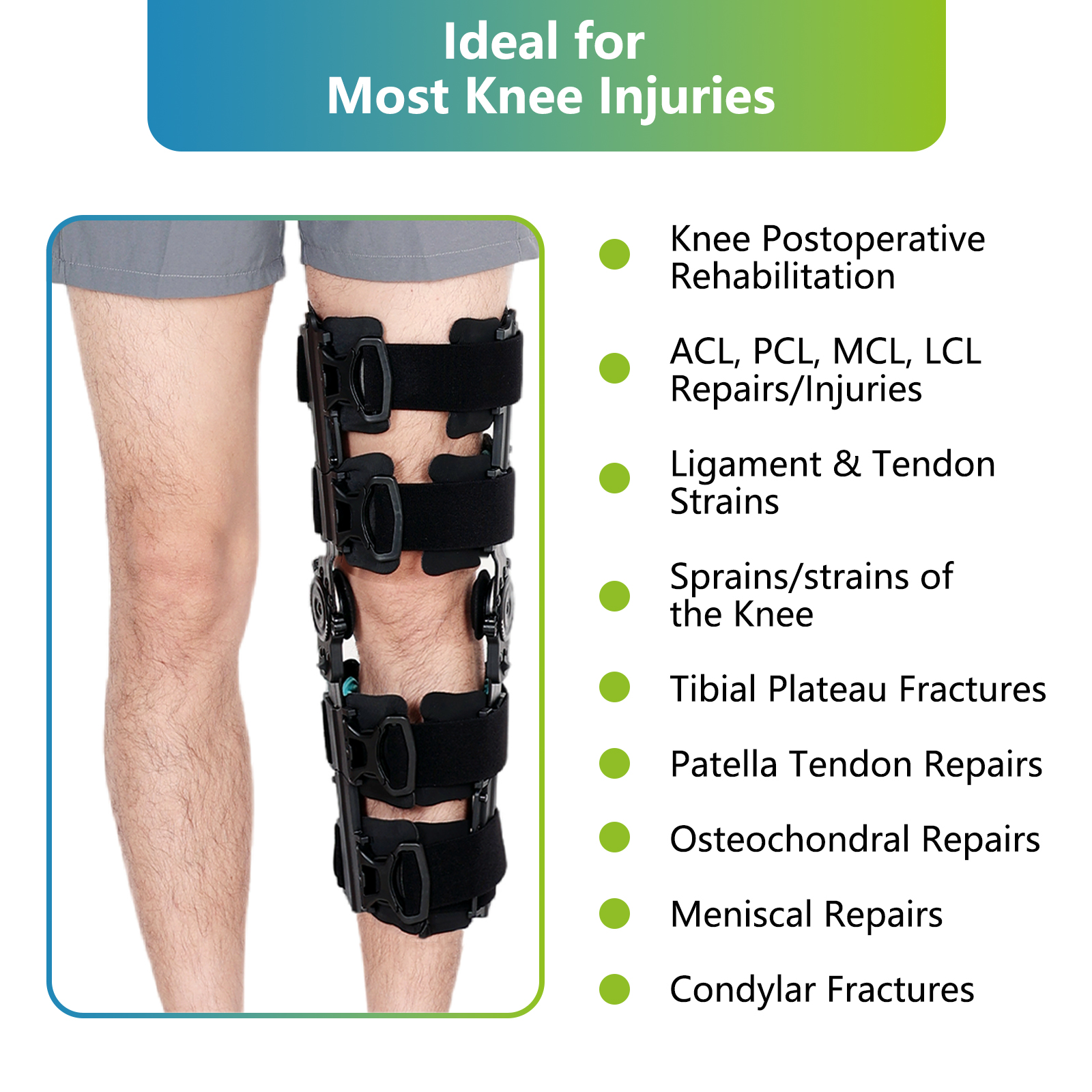 Orthomen Hinged Knee Brace for Arthritis Pain and Support, Post Op Knee Immobilizer for Knee Joint Pain, Universal