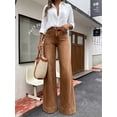 thumbnail image 5 of Women's High Waisted Wide Leg Jeans Caramel Brown Baggy Denim Pants Casual Trousers, 5 of 7