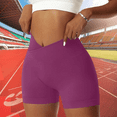 thumbnail image 5 of OVESPORT Women Yoga Shorts 3 Pieces V Cross High Waist Sport Shorts Workout Seamless Athletic Booty Scrunch Gym Shorts, 5 of 14