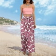 thumbnail image 7 of Women's Floral Print Palazzo Pants - High Waist Wide Leg Bohemian Summer Casual Trousers with Elastic Waist ,Red,L, 7 of 7