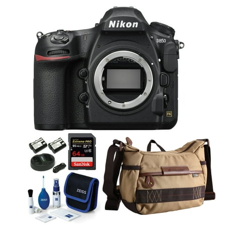 Nikon D850 Full Frame FX Format DSLR Camera with 64GB Card and Case (Best Nikon Full Frame Camera 2019)