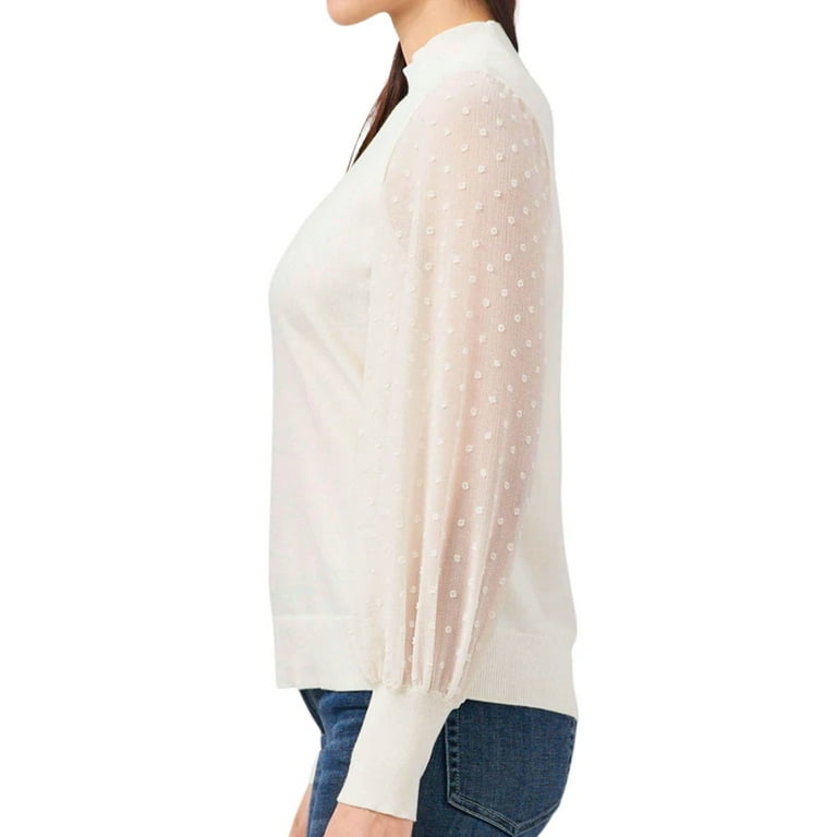 Vince Camuto Women's Ribbed Turtleneck Sweater - Antique White, Medium Weight Pullover