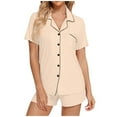 thumbnail image 2 of Kureaily Womens Pajamas Set Short Sleeve Sleepwear Button Down Nightwear Shorts Soft Home Wear Sets Pajamas for Women, 2 of 6