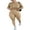 Khaki, variant on Douhoow Womens 2 Piece Tracksuit Solid Color Long Sleeve Bodycon Crop Top Long Pants Set