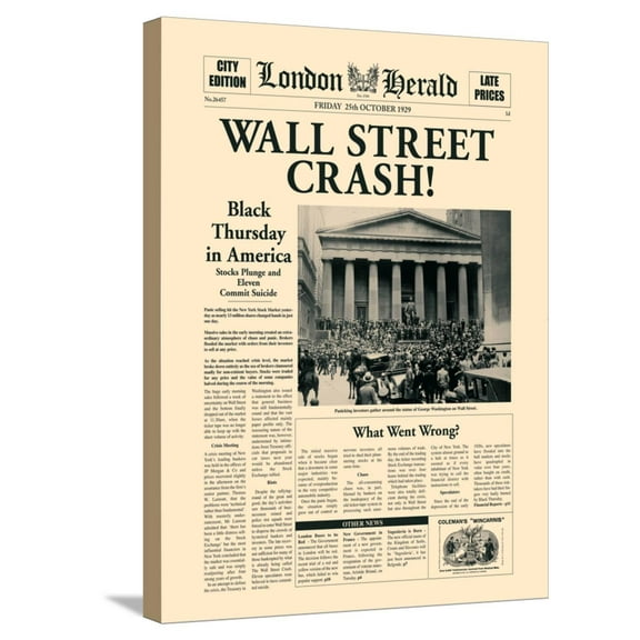 Art.com Wall Street Crash! Stretched Canvas Print Wall Art by The Vintage Collection, 18" x 24"