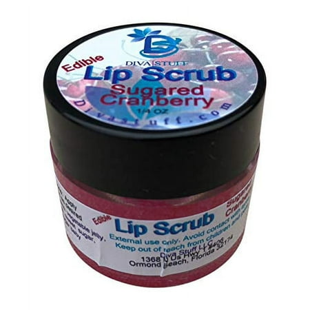 Diva Stuff Ultra Hydrating Lip Scrub for Soft Lips, Gentle Exfoliation, Moisturizer & Conditioner, Sugared Cranberry – ¼ oz (Made in the USA)